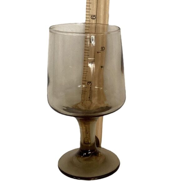 LIBBEY VTG Tawny Accent Smoke Brown Goblets 4 Oz Amber Glasses Iced Tea Wine 3 - Picture 2 of 4